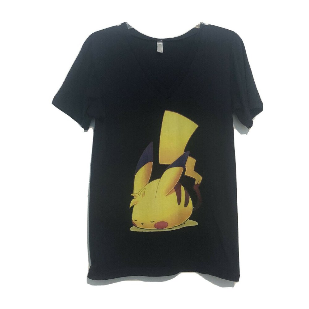 American Apparel Pokemon Pikachu Sleeping Shirt Navy Men’s Small Made In USA. - Picture 1 of 12